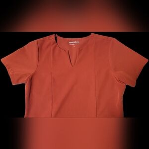 MANDALA 5 Pocket Notch Neck  Top In Rust Color Sz S